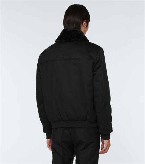 Waterproof cashmere bomber jacket in black 